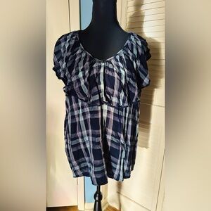 Knox Rose Black blue grey Wide Ruffled Cap Sleeveless Blouse xl